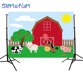 

Vinyl Farm theme photography backdrops Red Barn Barnyard house Children birthday background photo studio photophone