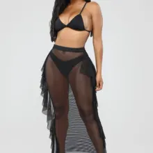 Сетчатые макси юбки для праздников, высокая талия, сетчатые прозрачные женские юбки с оборками, летняя сексуальная пляжная одежда, сарафан, модные юбки