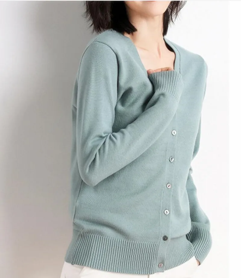 

Long Sleeve Cardigan for Women v-neck Knitted Sweaters Coat Pull Femme Hiver Wool Truien Dames Plus Size S- XXL Single Breasted