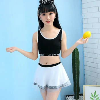 

Big Girls Swimsuits Two Pieces Swim Suits Skirt Polyester Kids Bathing Suits Children Swimwear Beach Swimming Suit 10-14 Years
