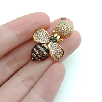 

Cubic Zircon Micro pave bee fixed interlayer clasp clip double connector DIY Jewelry Findings