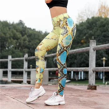 

Women Serpentine Print Skinny Leggings Sports Multi colors Gym Outdoors Trousers High Waist Workout Fitness Leggings 7Colors