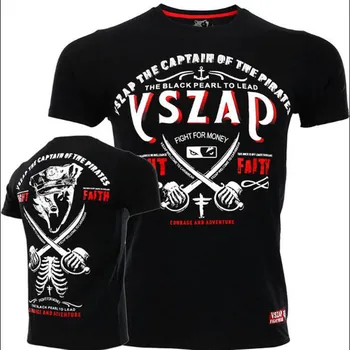 

VSZAP High Quality Cotton Fighting T-shirt Men Fitness Sanda Training Jiu-Jitsu Short Sleeve MMA Muay Thai Fighting Sports Tops