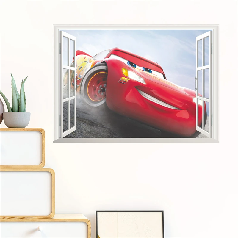 3d эффект молния mcqueen наклейки на окна для детской комнаты домашний декор disney cars