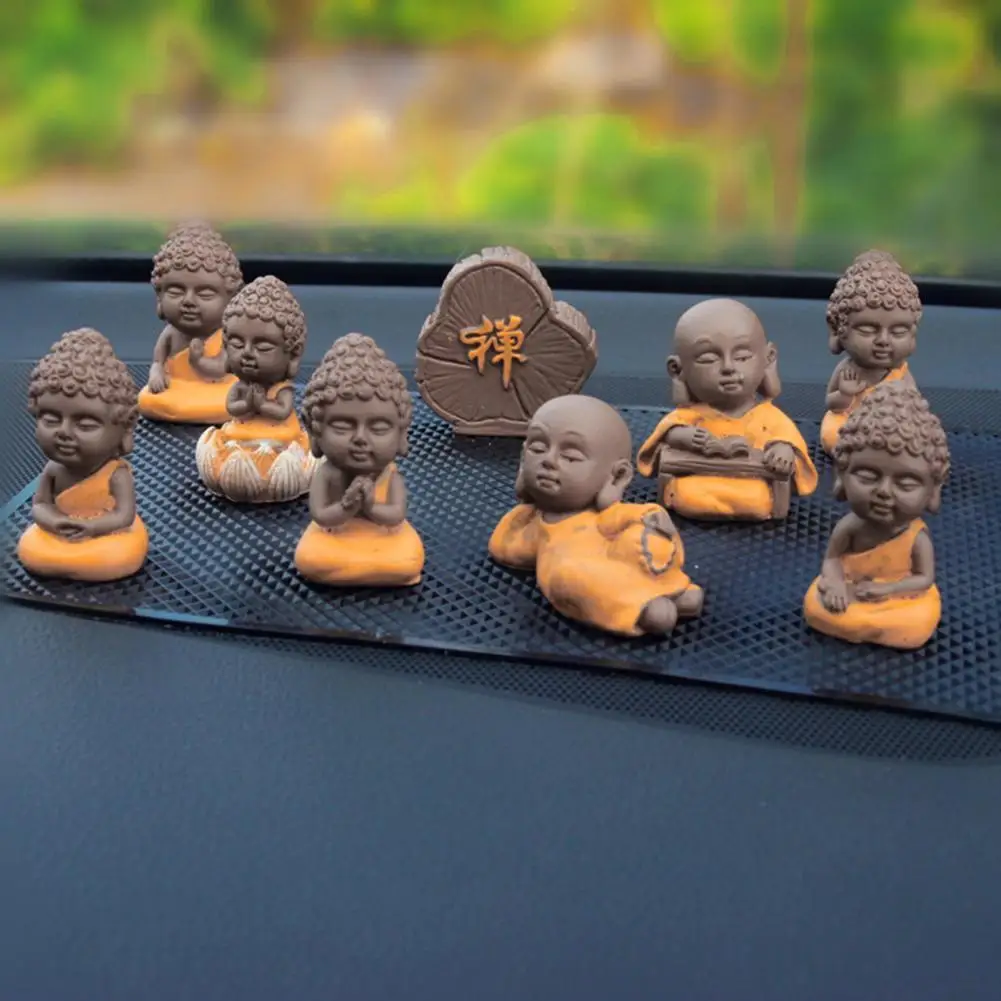 

9Pcs/Set Imitation Monk Figurines High Simulated Cute Hand Painted Simulation Monk Buddha Model Figure for Decoration