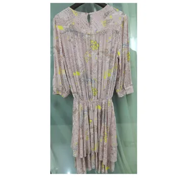 

Vintage Print Women Casual Floral Print Dress O-neck Irregular lady Knee-length Dresses 2020 Female Vestidos