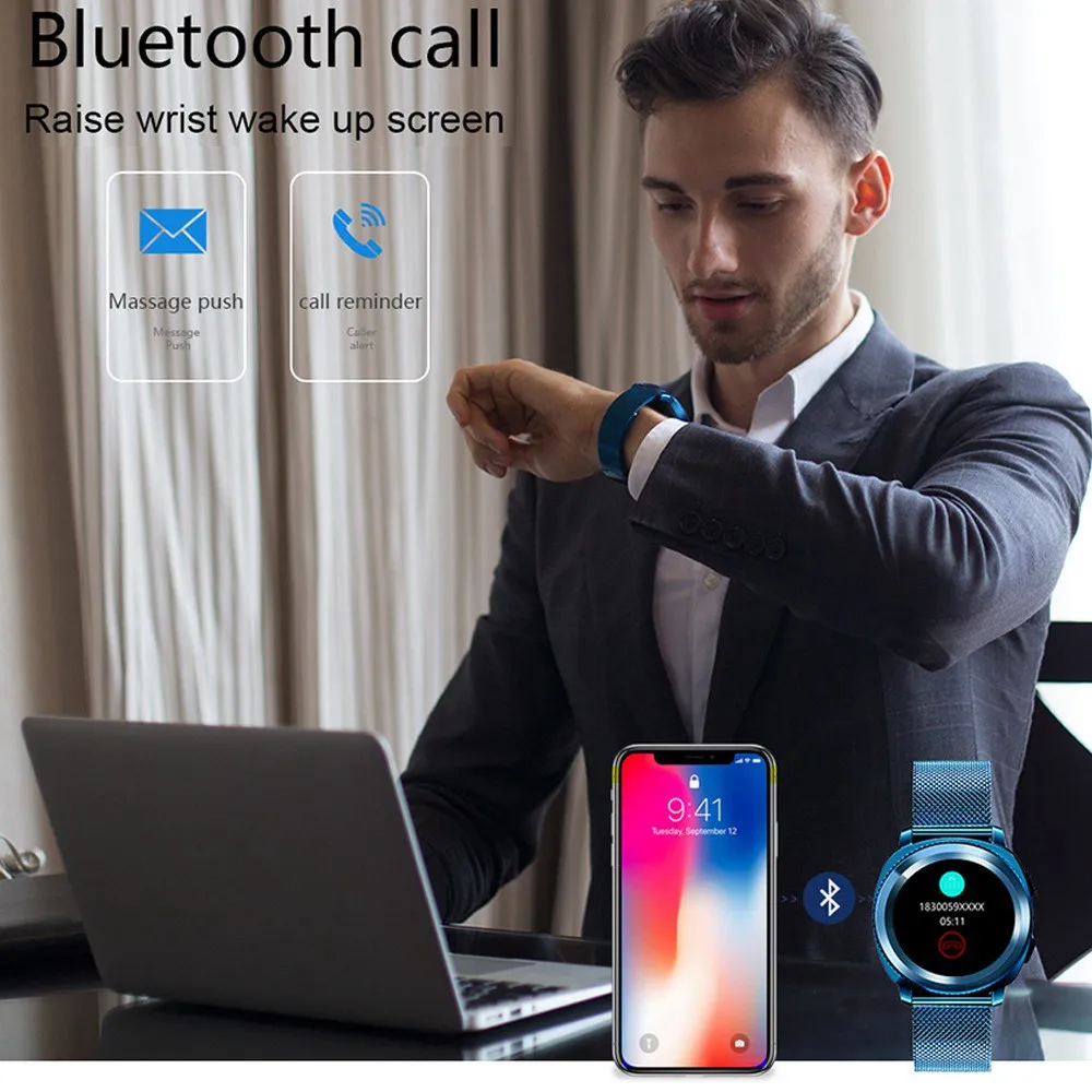 KISSCASE Bluetooth Смарт-часы из нержавеющей стали водонепроницаемый спортивный монитор сердечного ритма шагомер браслет Bluetooth умные часы