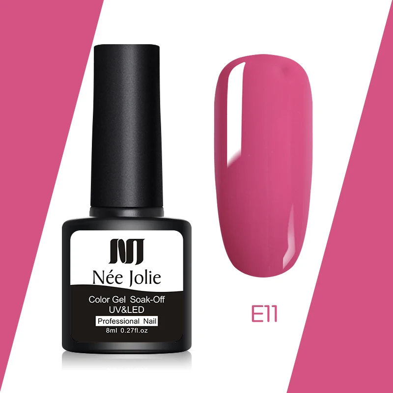 NEE JOLIE, 8 мл, Гель-лак для ногтей, чистый розовый цвет, серия, Перманентный замачиваемый УФ-Гель-лак, Одноцветный дизайн ногтей, Гель-лак - Цвет: E11