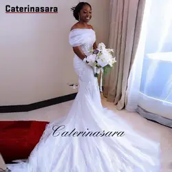 Скромные Африканские свадебные платья русалки с открытыми плечами блестками 3D цветок халат de mariee сад Свадебное Дешевое платье свадебное