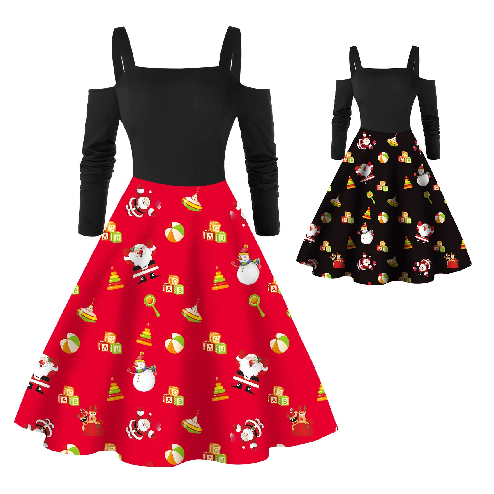 

2019 Autumn And Winter New Products Hot Sales Christmas-Santa Claus Printed Long-sleeved Dress WOMEN'S Dress Fc743
