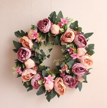 

Peonies Wreath for Door Artifical Peony Flower Wreath Outdoor Indoor Home Decor Silk Wedding Nordic Floral Artificial Wreaths