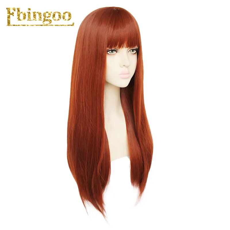 Ebingoo Hair cap+ белый высокотемпературное волокно Peruca Perruque натуральный прямой длинный синтетический парик с челкой для женщин