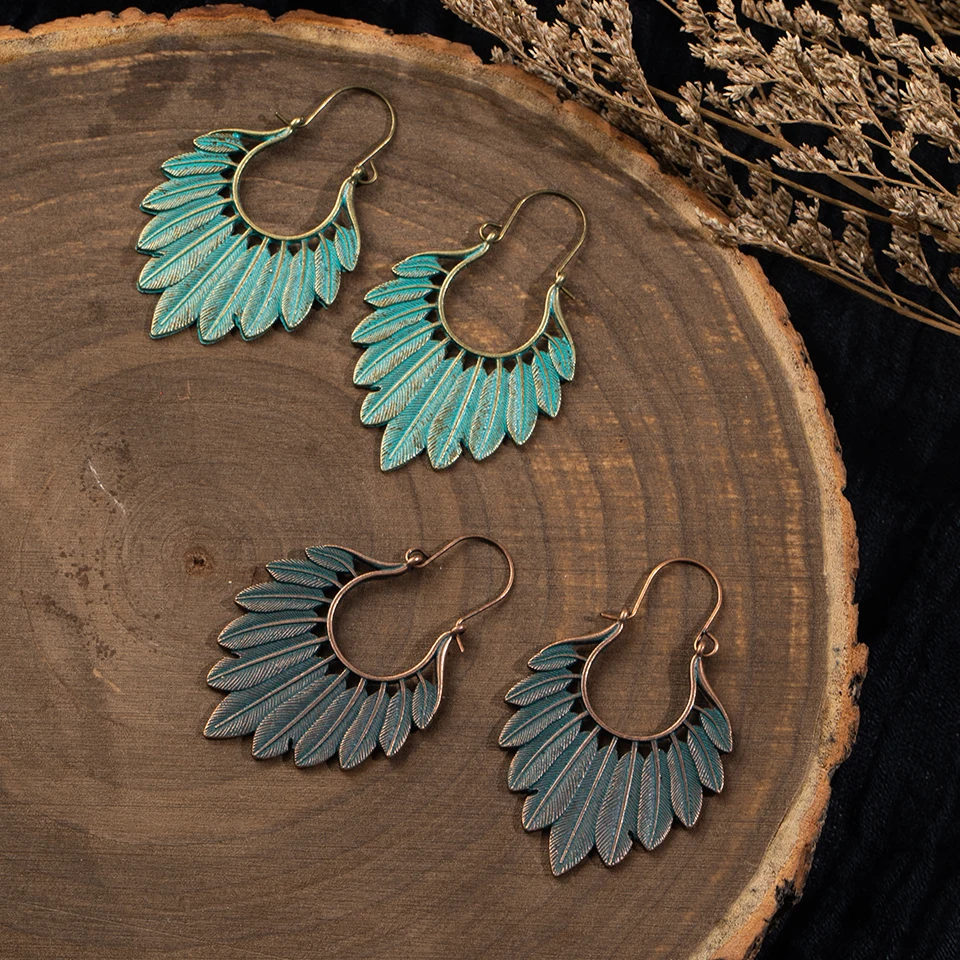 Vintage Ethnic Long Metal Leaf Big Drop Earrings for Women 2019 Bohemian Geometric Tassel Fringe Stones Women's Earring Jewelry (3)