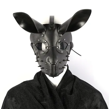 

New Cool Rabbit Ear PU Mask Punk Mask Dance Easter Night Club Mask Halloween Cosplay Props