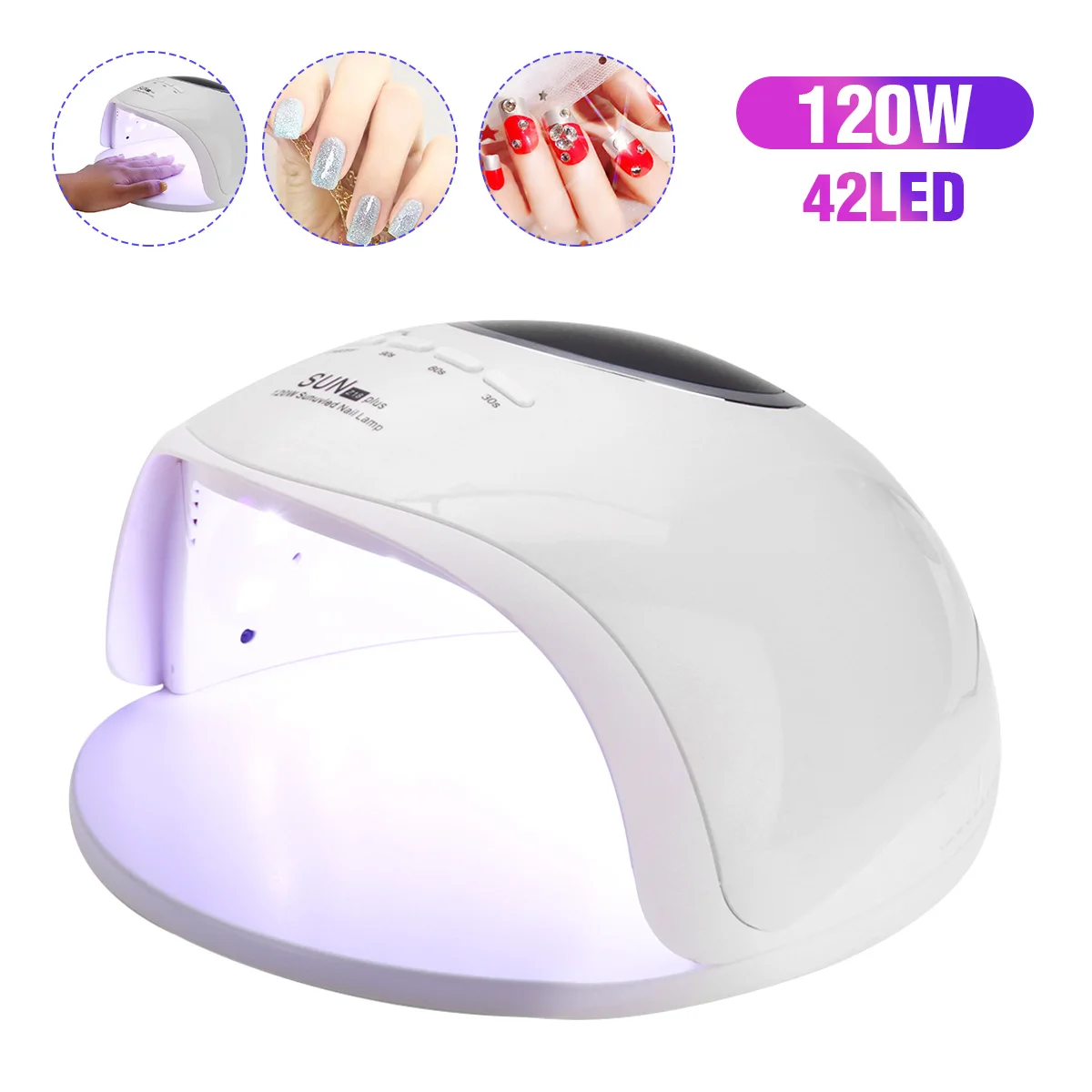 

120W Professional Nail Dryer Sunshine 42 LED UV Nail Lamp Light Polish Gel Dryer Machine Double Light Source Plastic Material
