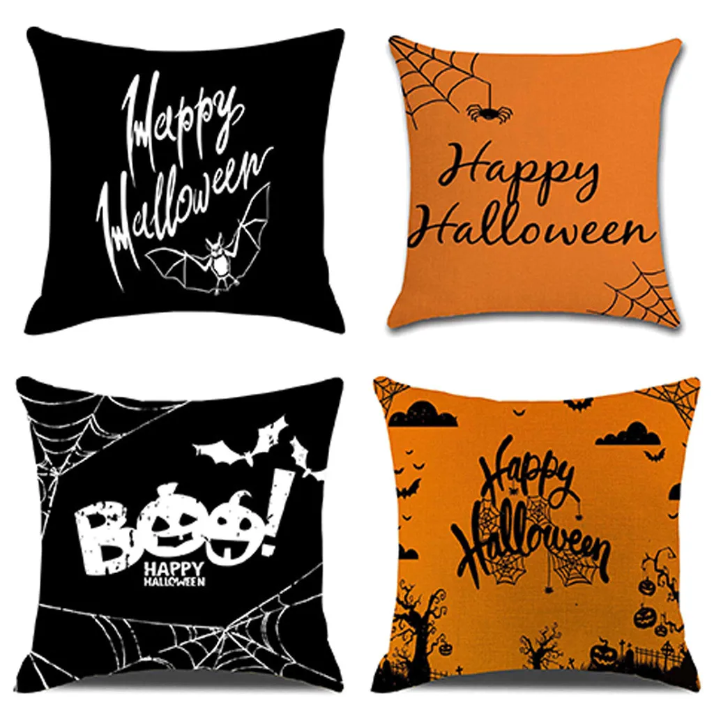 Pillow cover set 4PCS Halloween Pumpkin print Pillow Cover Pillowcases Decorative Sofa Pillow Cushion Cover Pillow cover 45x45cm