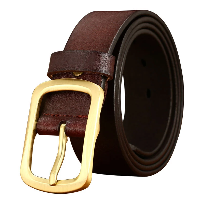 FR006- gold brown Мужской ремень из натуральной кожи, широкие ремни, ковбойский ремень, брендовый Мужской винтажный дизайнерский ремень высокого качества - Цвет: FR006- gold brown