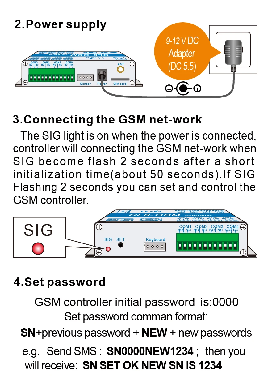 Беспроводной GSM пульт дистанционного управления переключатель включения/выключения CL8-GSM 8-канальный релейный выход датчик температуры и влажности(опционально