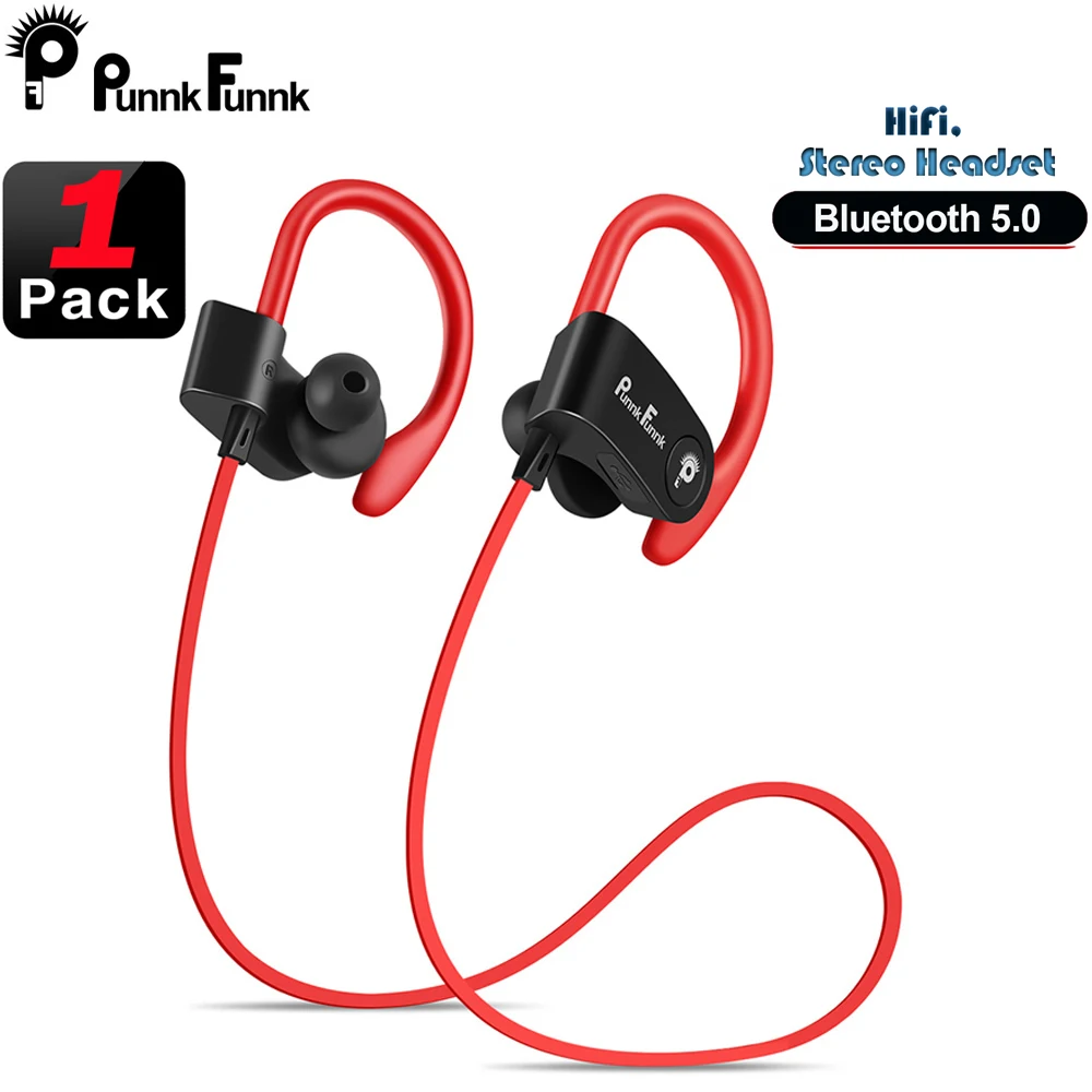PunnkFunnk Active Noise Cancelling Sports Bluetooth 5 0 Earphone Wireless Headset for iphone 5 6 7 8 PLUS XR XS phone and music