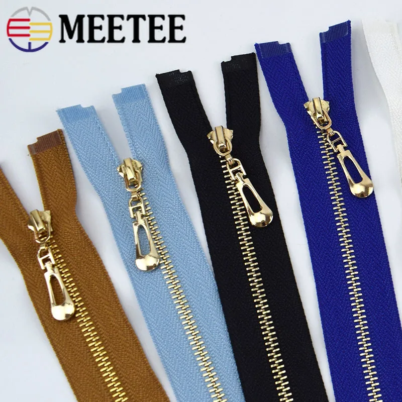

Meetee 2/5pcs 40/50/60/70cm Auto Lock 3# Metal Zipper Open-End Decoration Zip for Sewing Bags DIY Jacket Garment Sewing Material