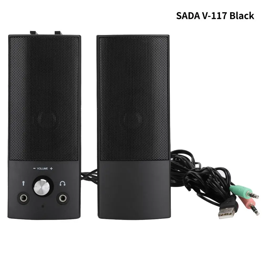 V-117 Black SADA V-196 Настольный сабвуфер динамик 3D объемный стерео бас USB компьютерный динамик Саундбар Громкий динамик для ноутбуков ПК телефонов - Цвет: V-117 Black