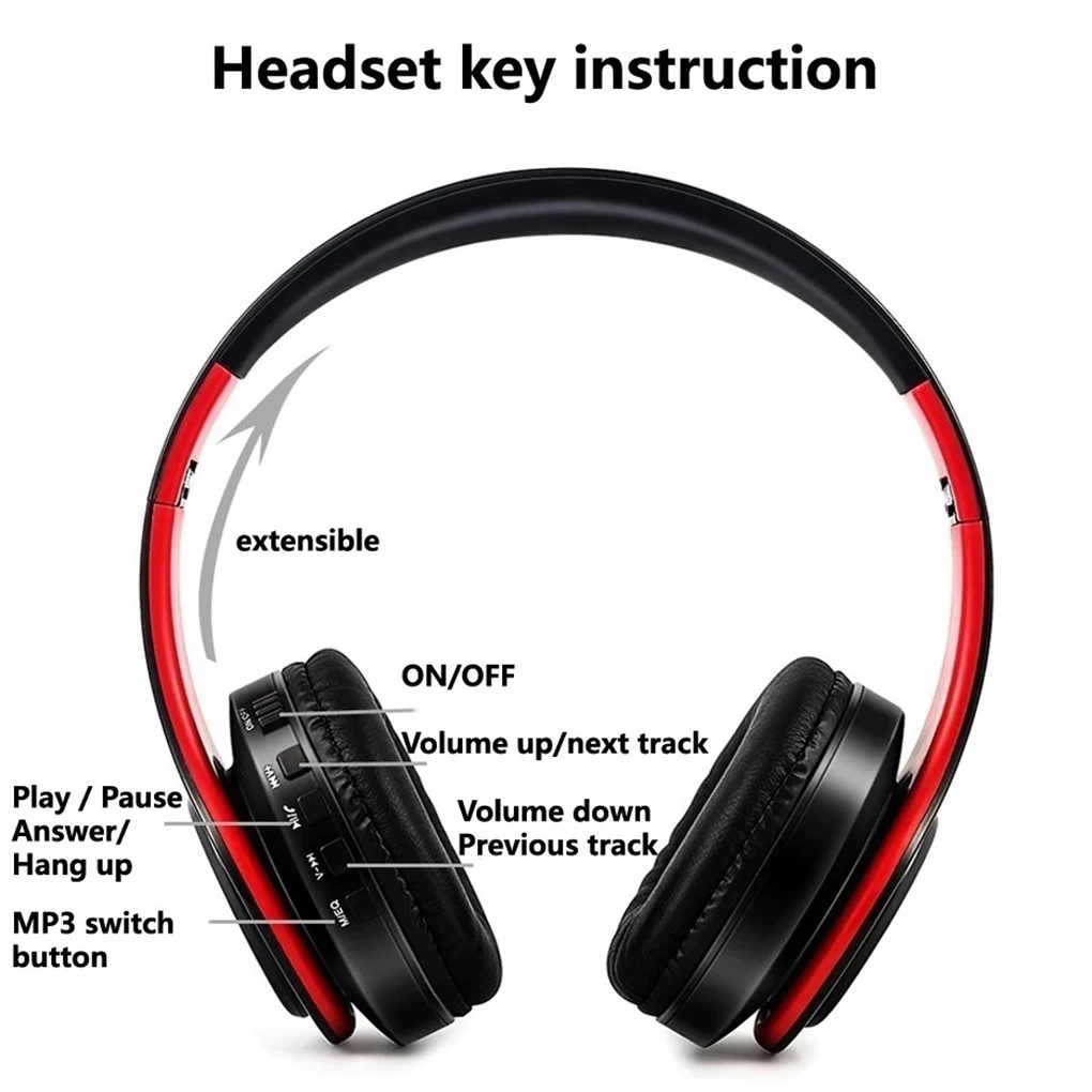 Беспроводные наушники Bluetooth гарнитура складные наушники регулируемые наушники с микрофоном для музыки