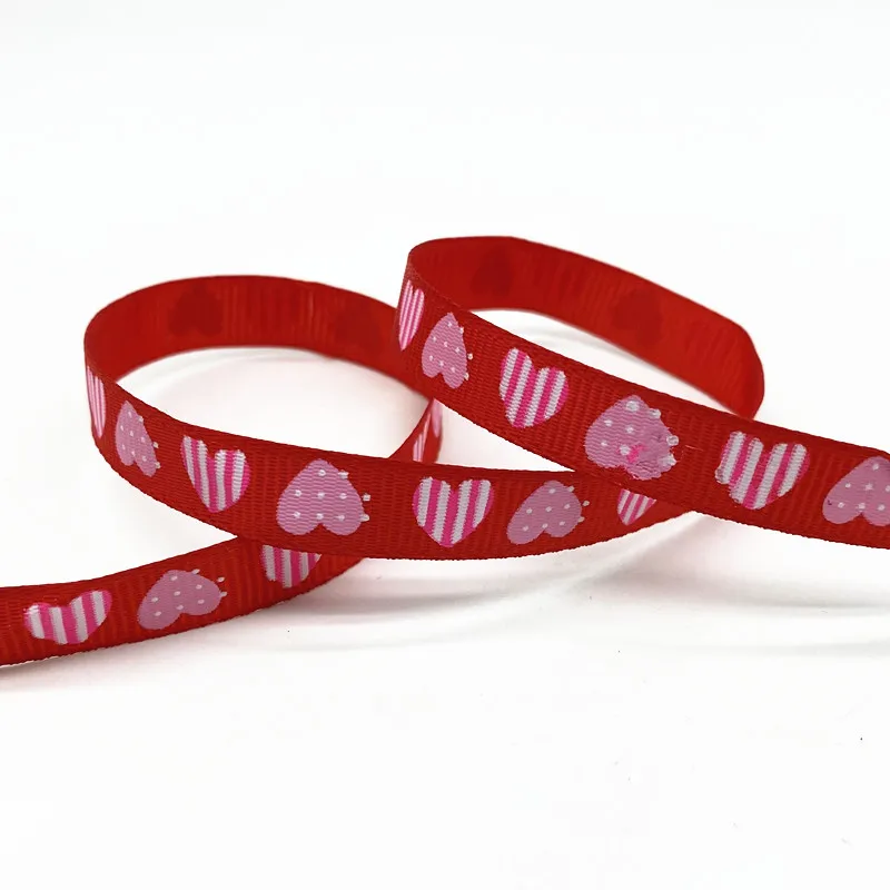 Ribbon Decoration Ribbon Supplies Grosgrain Ribbon Wrapping Ribbon Printed Heart Grosgrain Ribbons 5 Yards 10mm For Gift Wrapping Wedding Decoration Hair Bows DIY