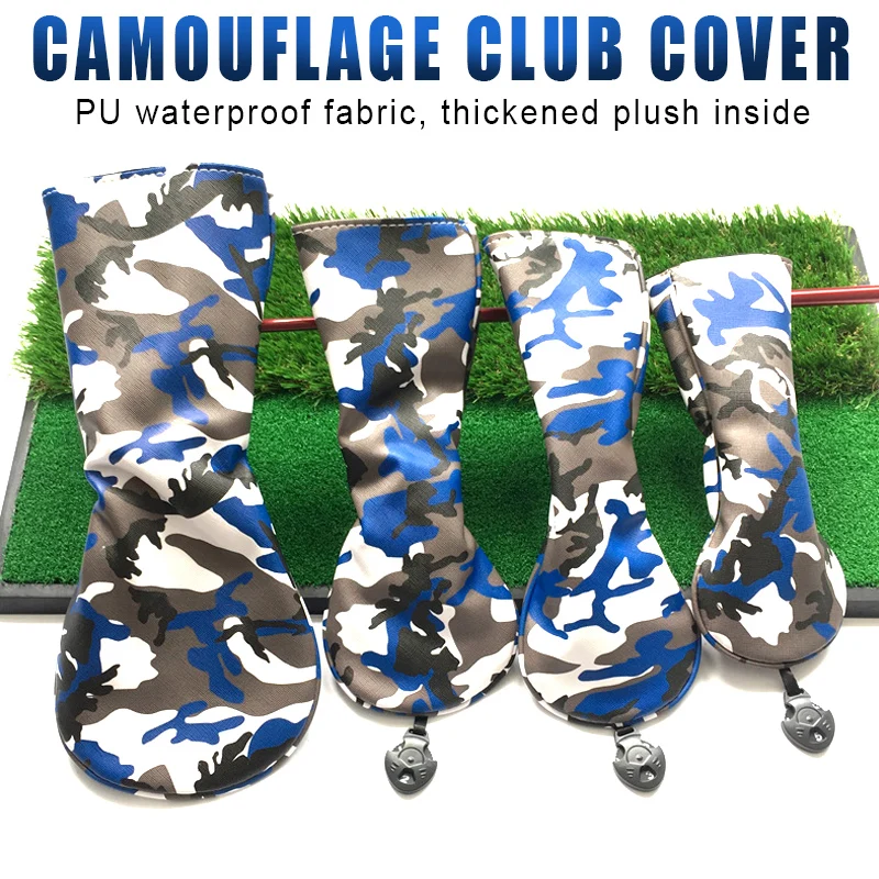 4pcs Camouflage Golf Clubs Head Covers Set Headcover Drivers Fairway