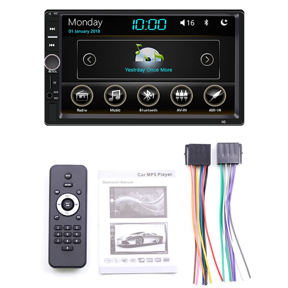 

1pc Multimedia Car MP5 Player Entertainment Video Audio Stereo Radio HD Touch Screen Digital Display Bluetooth USB FM New