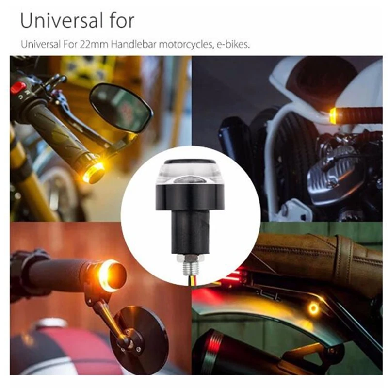 

12V Motorcycle Handlebar End LED Turn Signal Light Motorbike Handle Bar Grip Side Direction Light Lamp Modified aluminum 12LEDWh