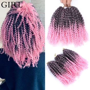 

Girl Short 8" Marley Hair Marlybob Crochet Braiding Hair Synthetic Jerry Curl Crochet Braiding Hair Extensions 3pack/set