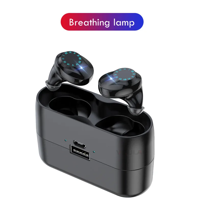 Black-Breath Lamp Bluetooth 5,0 наушники TWS беспроводные Bluetooth наушники сенсорное управление беспроводные наушники 3000 мАч зарядный чехол для IOS Android - Цвет: Black-Breath Lamp