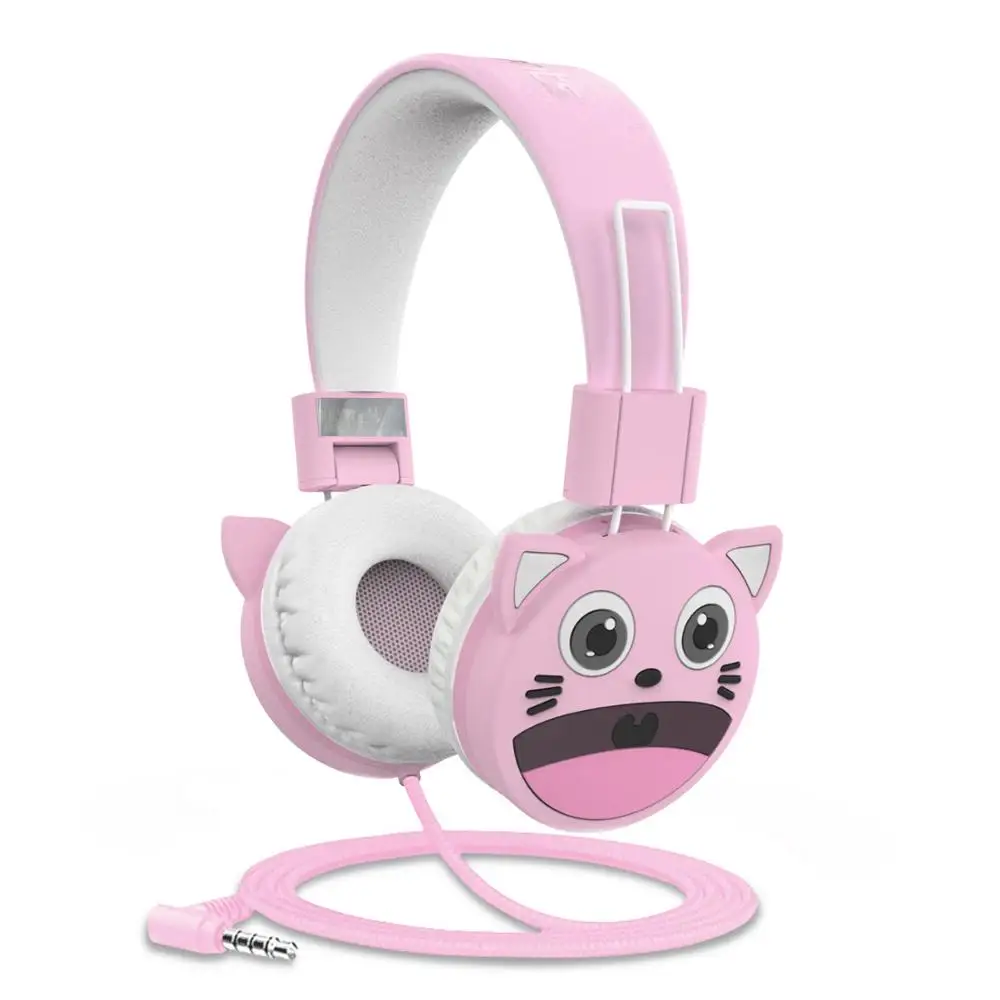Cute Cat Noise Cancelling Kids headphones Mobile Phone Music Foldable 3 5mm Wired Earphones Soft Cartoon Headset Children Gifts