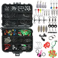 188Pcs/Box Fishing Accessories Tackle Kit Including Jig Hooks Swivel Snaps Sinkers Split Rings Beads with fishing tackle box
