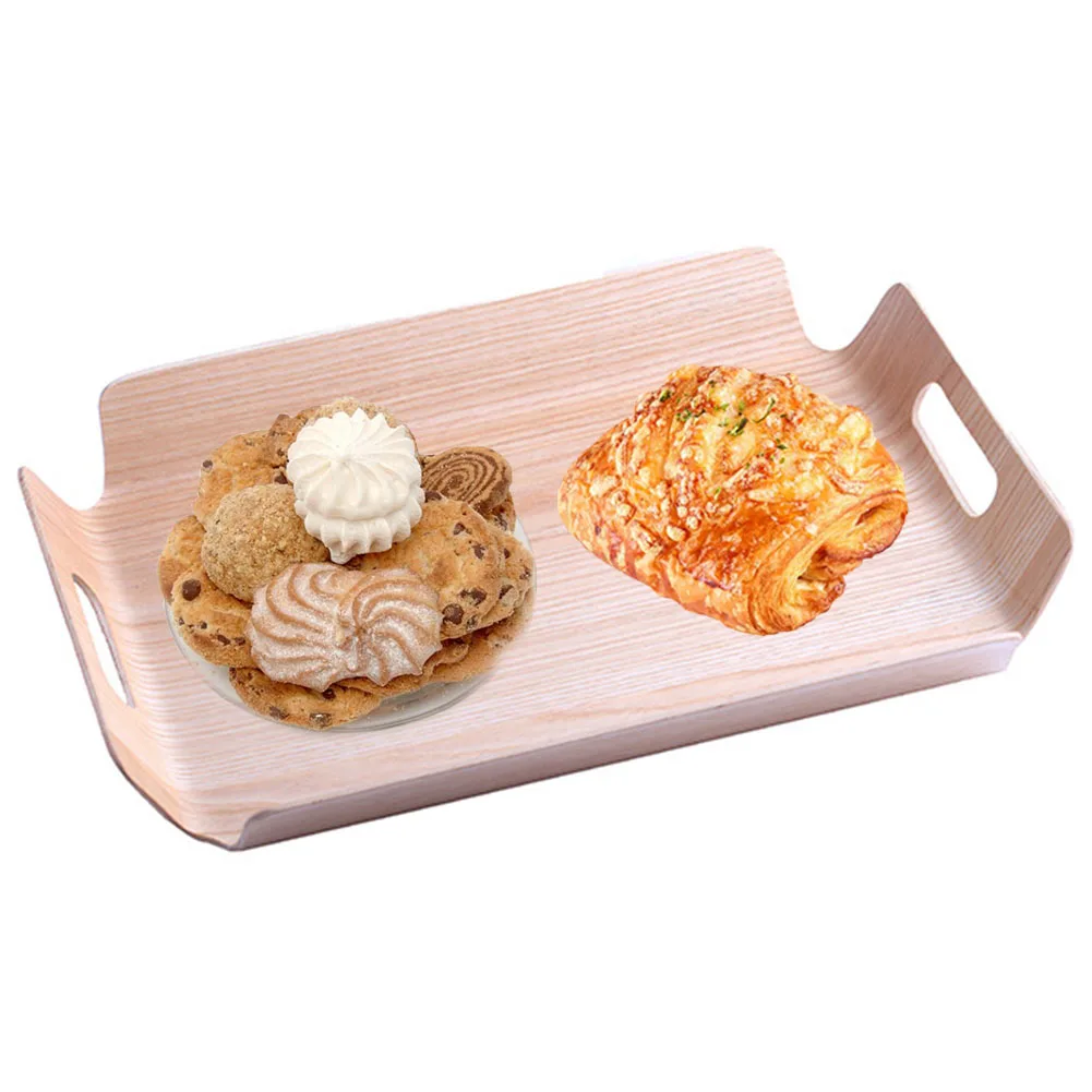 Поднос для завтрака сервировочный деревянный стол для хлебобулочных фруктов блюдце торт ручки кухня