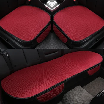 

3pcs Set Ice Silk Car Seat Cover Four Seasons Front Rear Flax Cushion Breathable Protector Mat Pad Auto Accessories Universal Sz