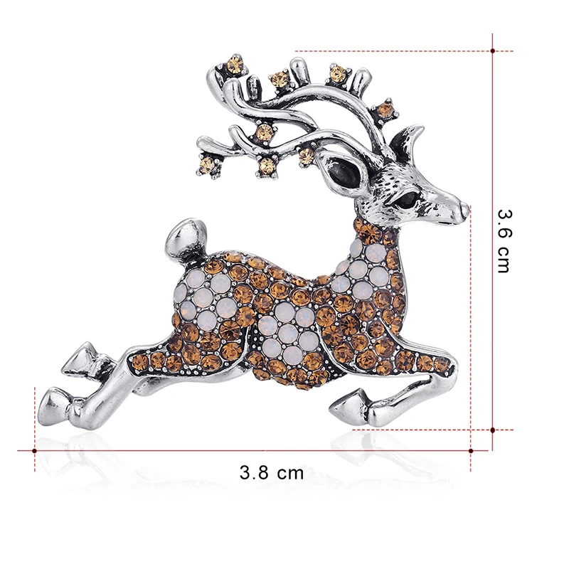 Милые бегущие Броши с оленями для женщин рождественские подарки год мода Олень Лось Стразы Рождественская модная женская брошь