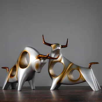 

Creative cattle statue ox home decor living room Sculpture gradevin wine TV cabinet ornament crafts Abstract animal figurine