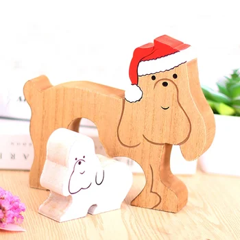

Wooden Dog Christmas Desktop Decorative Ornaments Holiday Party Decor Wood Crafts Gifts Christmas wood crafts