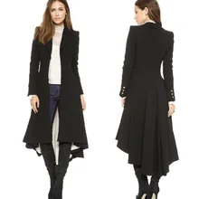 Long длинное шерстяное женское пальто с отложным воротником и ласточкин хвост Женская весенне-осенняя ветровка с открытым стежком Тонкий костюм пальто