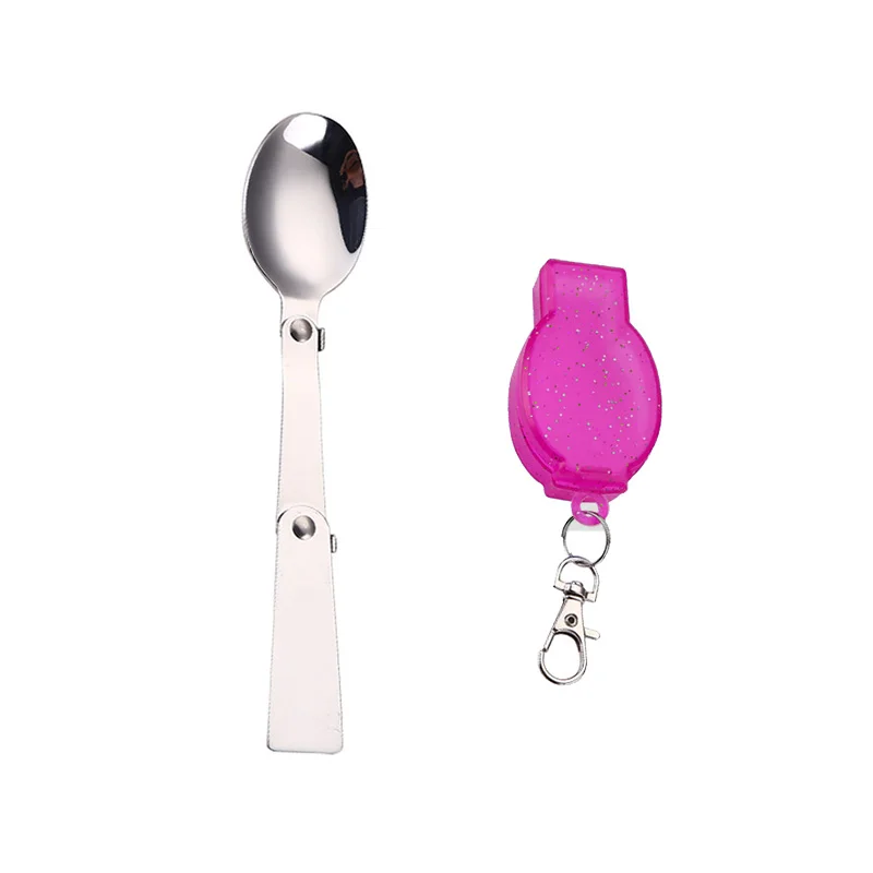 Spoon powder box Складная карманная ложка походная Посуда Из Нержавеющей Стали Портативная супер маленькая Складная Ложка Вилка для кемпинга пикника для выживания - Цвет: Spoon powder box