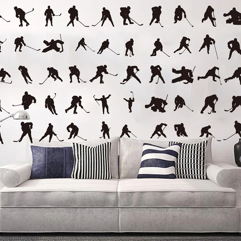 Cute Ice Hockey Player Wall Sticker Boy Room Classroom Hockey Sport Wall Decal Bedroom Vinyl Home Decor (2)