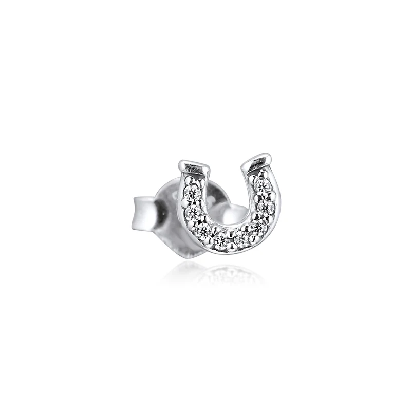 

Signature ME My Lucky Horseshoe Single Stud Earrings 100% 925 Sterling-Silver-Jewelry Free Shipping