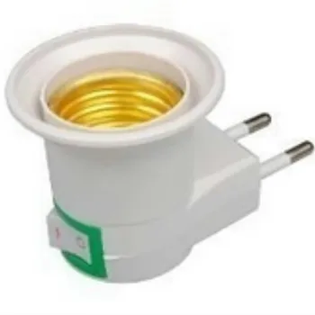 

Hot Promotion 220V 6A E27 LED Light Male Socket to EU Type Plug Adapter Converter for Bulb Lamp Holder With ON/OFF Button