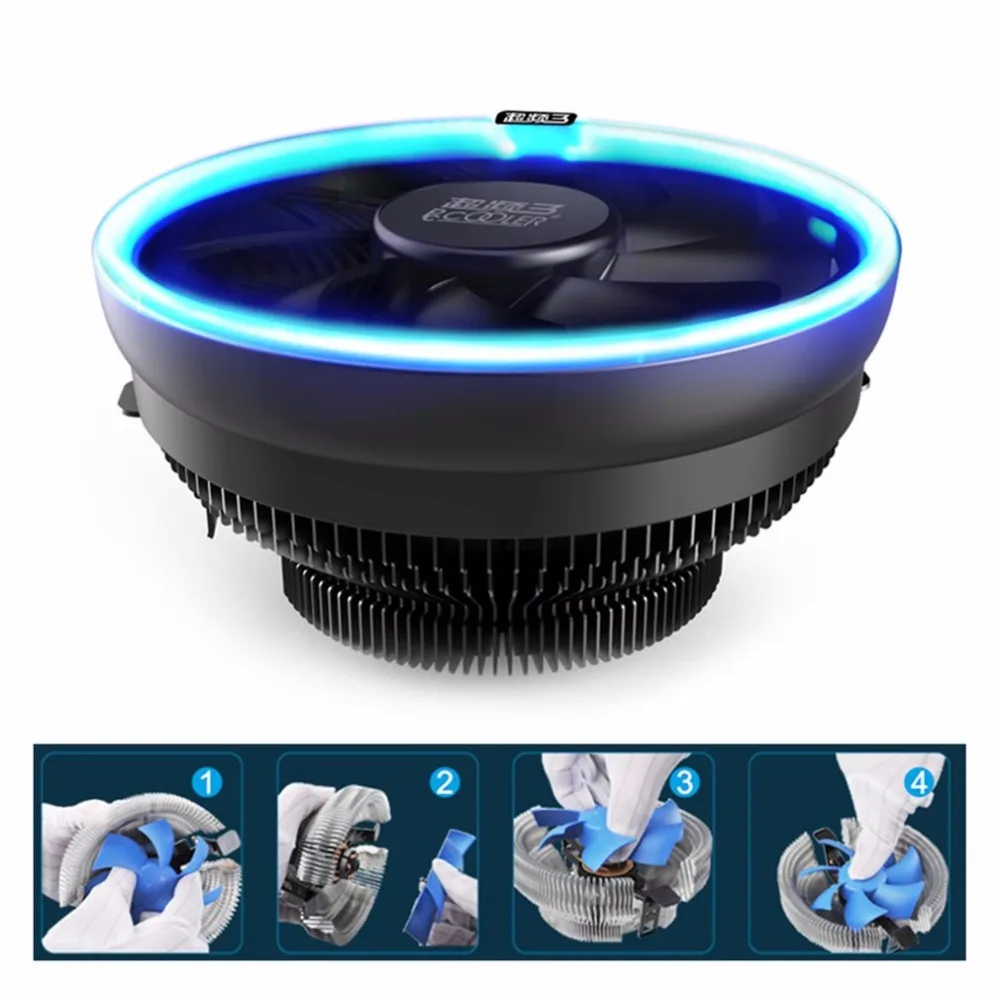 Pccooler 12 см 4pin PWM тихий кулер для процессора Вентилятор охлаждения с светодиодный апертурой динамический гидравлический подшипник охлаждения процессора радиатор Прямая поставка