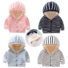 New Baby Toddler Infant Boys Girls Clothes Cute Hooded Striped Coat Winter Warm Unisex Coat Outerwear Jacket Kids Cute Coats