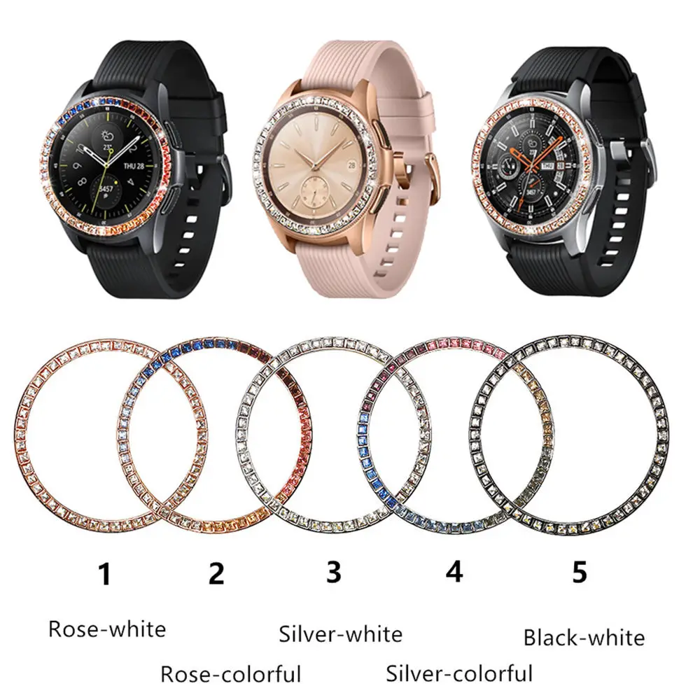 Чехол с цветным бриллиантом для samsung Galaxy Watch 42 мм, ободок, кольцо, защитная крышка, спортивная мода, клей, металлический бампер, Аксессуары 42