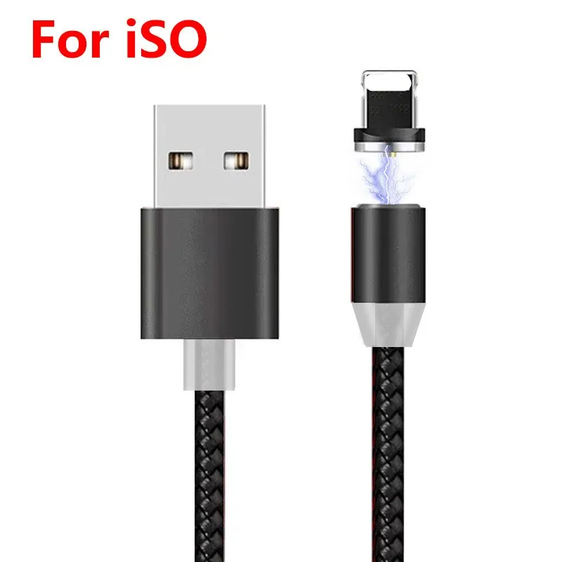 Магнитный Micro USB кабель для быстрой зарядки usb type C кабель для передачи данных для samsung для Xiaomi Redmi Android зарядное устройство для iPhone кабель - Цвет: For iSO Black