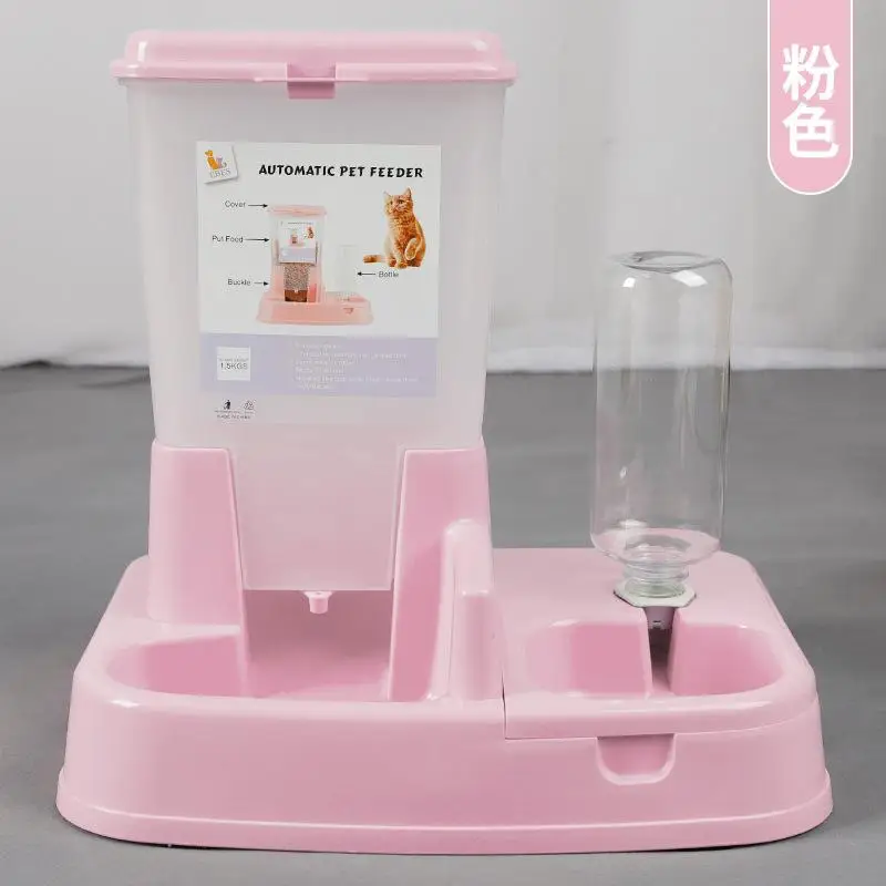 Pink Хоббилан собака автоматическая кормушка питьевой воды миска для кормления комбинация - Цвет: Pink