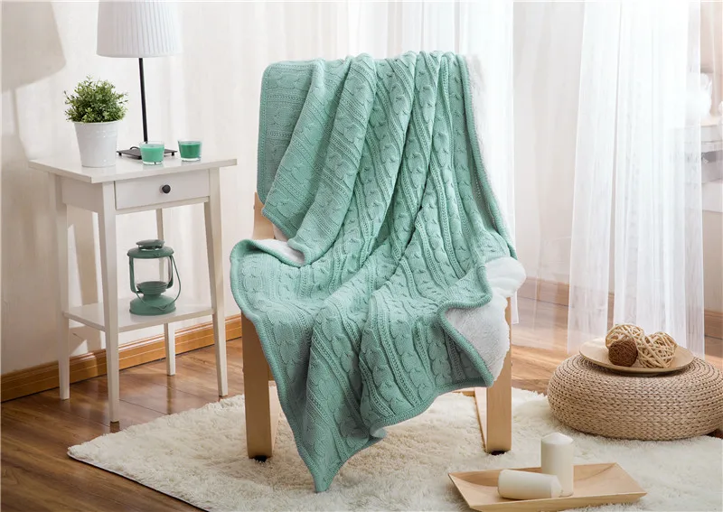 Hot Cotton High quality Sheep velvet Blankets Winter warmth Knitted wool blanket Sofa/Bed cover quilt Knitted bl